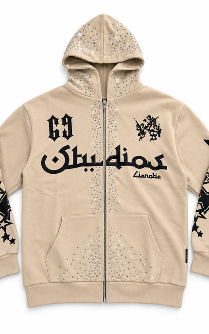FELPA ZIP HODDIE STRASS