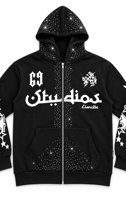 FELPA ZIP HODDIE STRASS