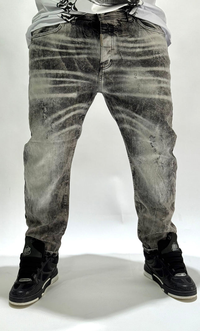 JEANS MARBLE EFFECT BLACK