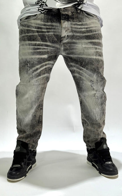 JEANS MARBLE EFFECT BLACK