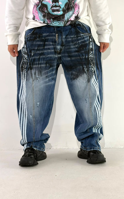 JEANS BAGGY STRIPES BLU