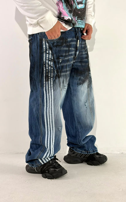 JEANS BAGGY STRIPES BLU