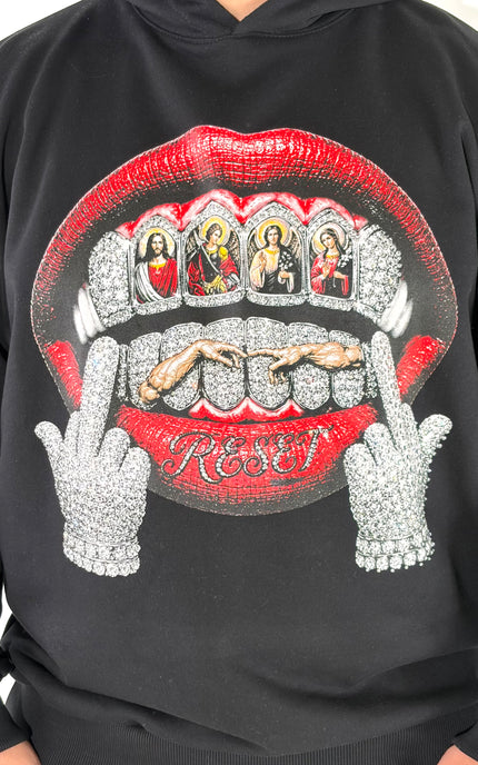FELPA CAPP. TOTAL STRASS BOCCA